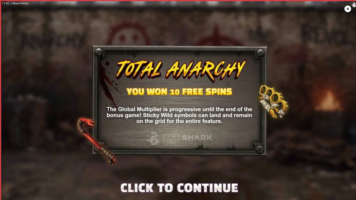 Cenário urbano e rebelde do slot Blood Rebels com elementos de combate de rua